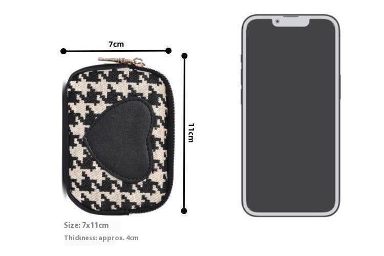Portafoglio mini pied de poule – Portamonete e carte compatto ed elegante per uomo e donna, in pelle PU vintage con doppio scomparto_voghion.com