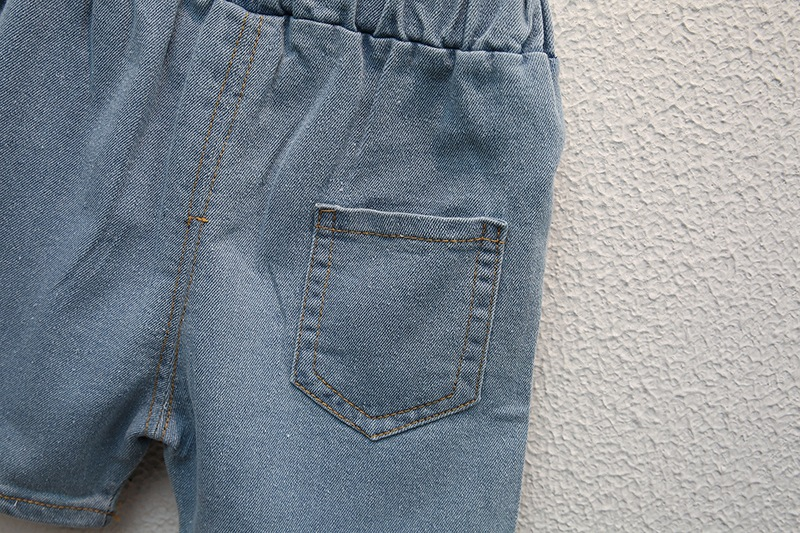 Set di pantaloncini di jeans a maniche corte per polo coreana dei cartoni animati nuovi ragazzi estivi per bambini_voghion.com
