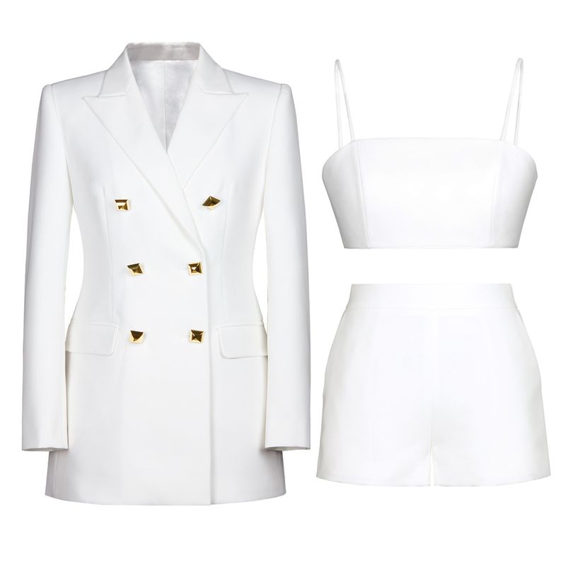 K New High Quality Temperament Commuting Fashion Women's Suit Camisole Shorts Three-piece Suit_voghion.com