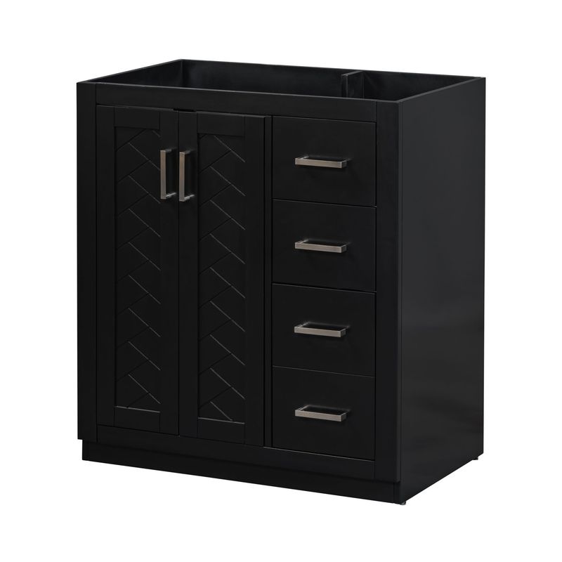 30'' Bathroom Vanity Without Sink,Solid Wood Frame Bathroom Storage Cabinet Only, Freestanding Vanity Set With 3 Drawers& Soft Closing Doors_voghion.com