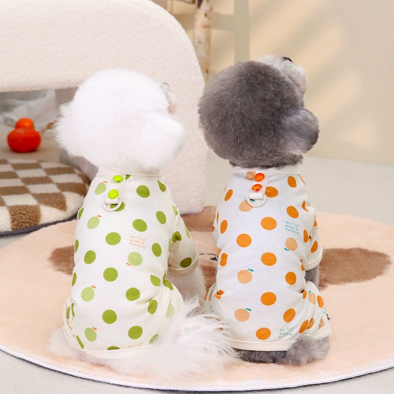 Frischer und einfacher lässiger kleiner Hund, vierbeiniger Haustier-Frühlings- und Sommer-Pyjama, schmutzabweisende Welpenkleidung_voghion.com