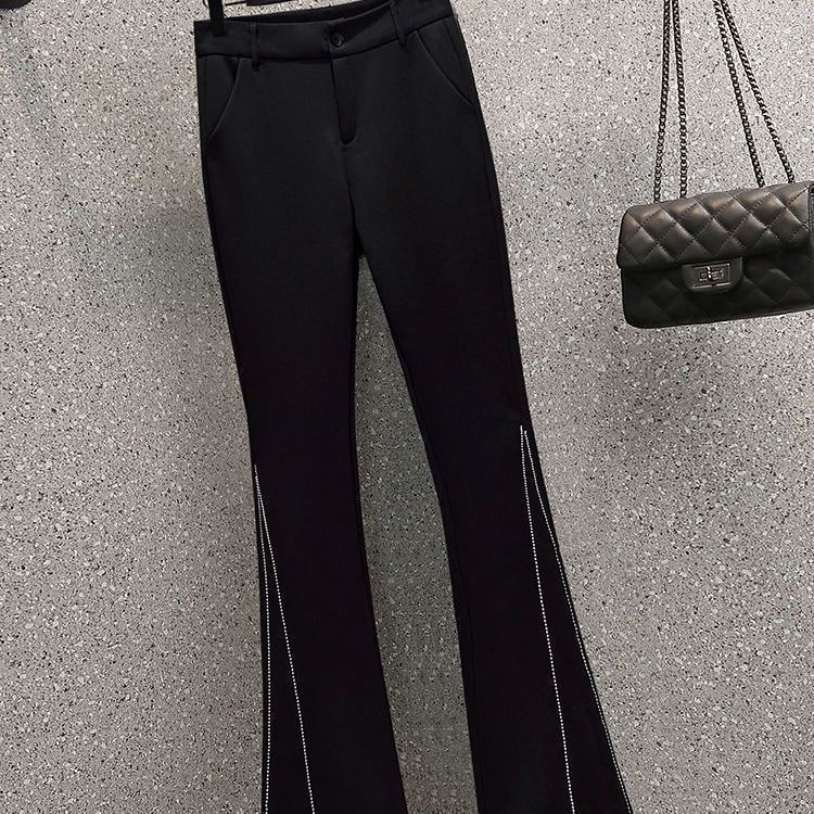 Women's Clothing Early Spring New Korean Version Of The Street Blasting High End Design Sense Two Piece Shirt With Flared Pants_voghion.com