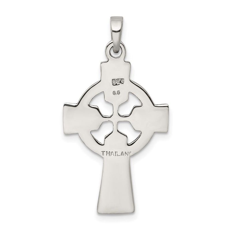 Sterling Silver Polished And Antiqued Celtic Cross Pendant_voghion.com