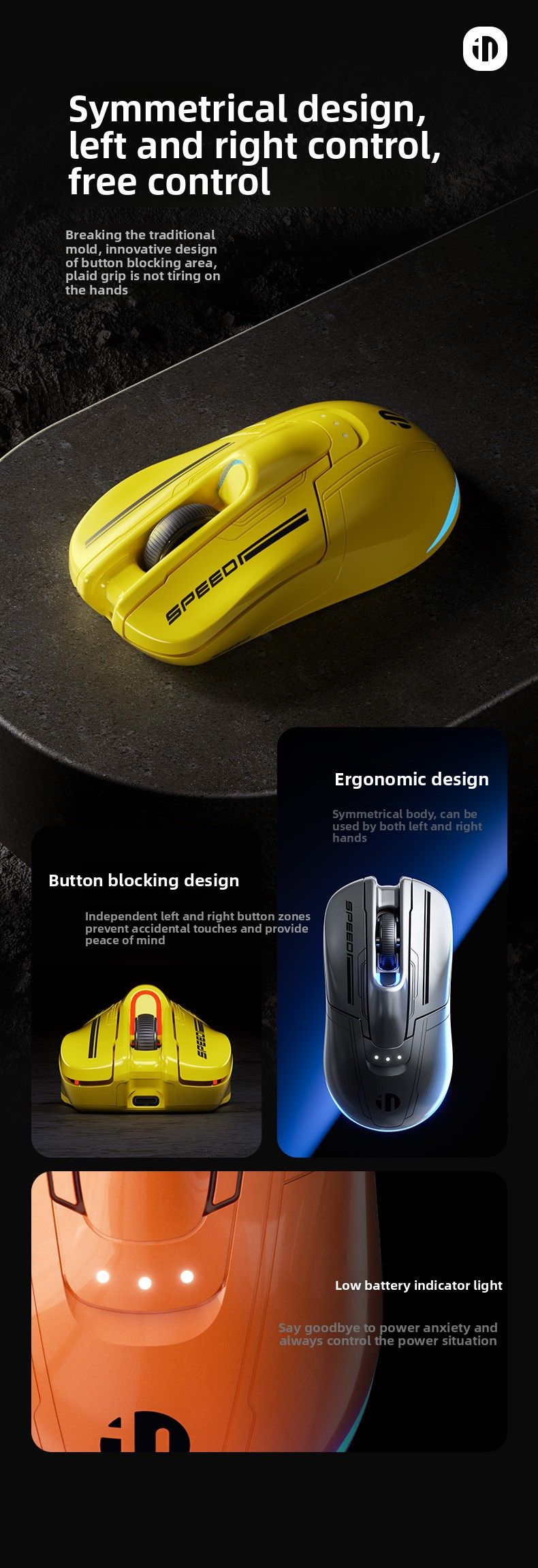 【High Quality】 INPHIC Wireless Mouse Bluetooth Dual Mode Gaming Rechargeable Creative Office_voghion.com