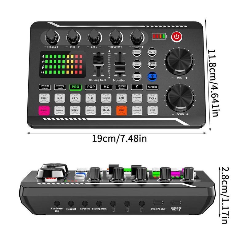 F998 Sound Card Studio Singing Audio Mixer Kit For YouTube Recording Live Broadcast Phone Computer Podcast_voghion.com