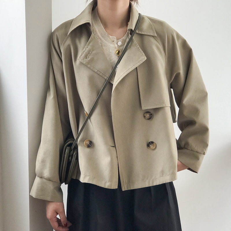 Women's Clothing spring new retro short windbreaker for small men female chic loose temperament coat 7962_voghion.com