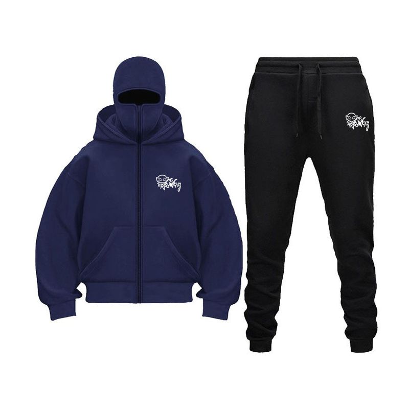 2025 New Double Hooded Sweatshirt DIY Unisex Autumn Winter Couple Zipper Hoodie Sweatpants Set_voghion.com