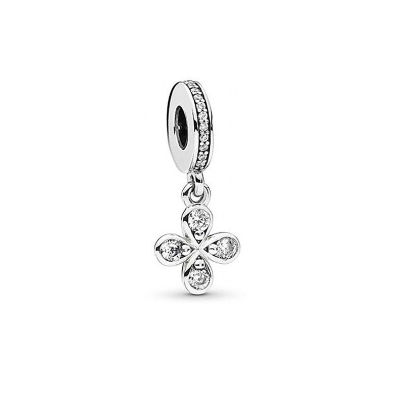 Dora Bianco Rame Placcato Argento Magnolia Fiocco di Neve Ciondolo Quadrifoglio Ciondolo Perline Fai da Te Accessori Perline_voghion.com