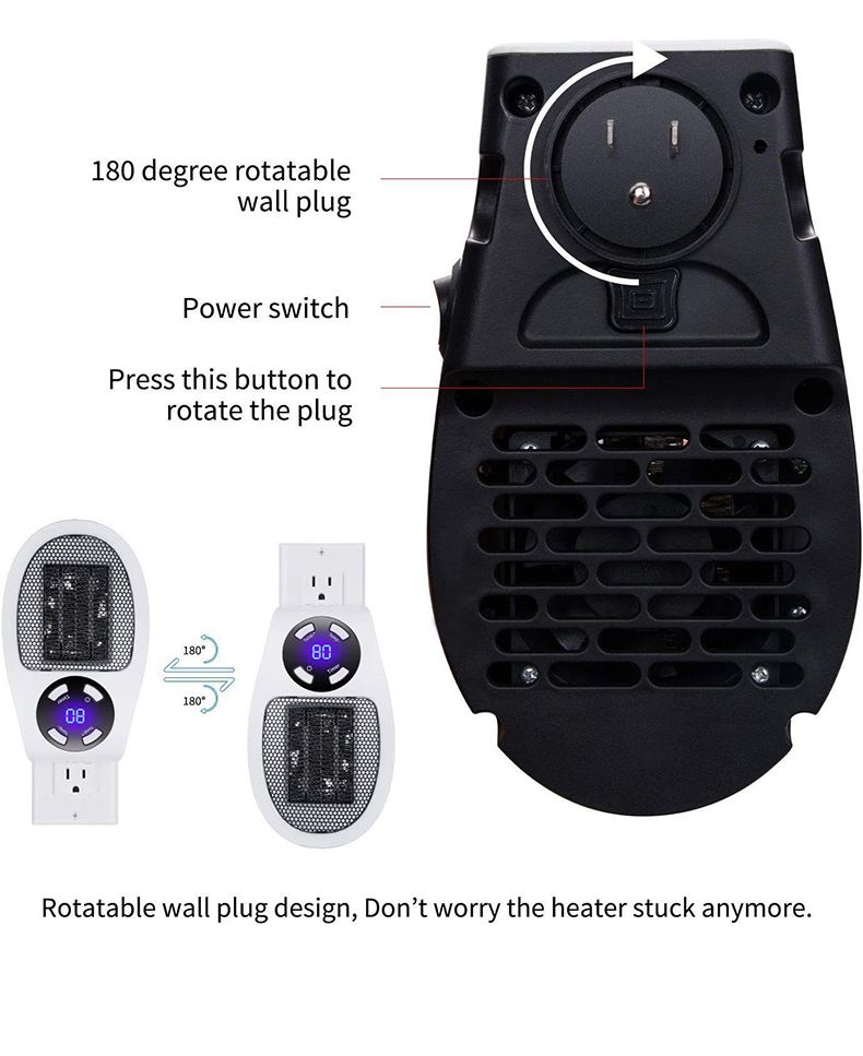 Portable Electric Mini Heater - Plug-in Wall Mounted Radiator Tile With Remote Control, Fast Heating For Room/Office/Bathroom, Energy Saving_voghion.com