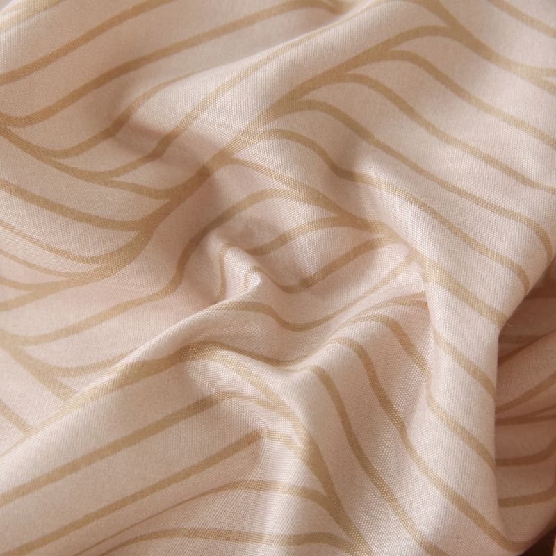 Brown Tribal Striped Duvet Cover Set - 3-Piece Boho Bedding (Wave Texture Rustic Style King/Queen Size Soft & Breathable Cotton)_voghion.com