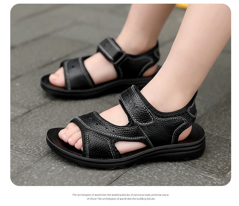 Scarpe per bambini Sandali per ragazzi estate 2024 nuovi modelli per bambini vera pelle bambino fondo morbido strato superiore pelle bovina scarpe per bambini scarpe da spiaggia per bambini_voghion.com