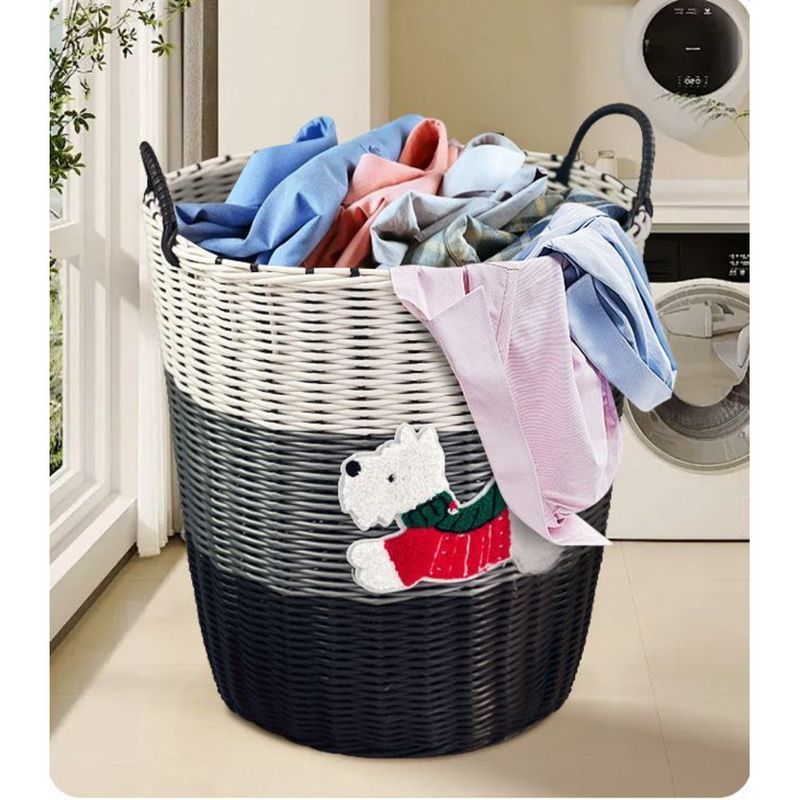 Large Capacity Cute Puppy Rattan Laundry Basket Home Dirty Clothes Storage Bin High-Value Ins Style Bathroom Student_voghion.com