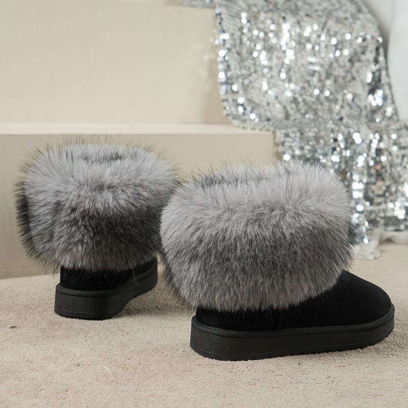 Cizme de zăpadă mărime mare, pantofi de damă din bumbac cu fleece gros, cizme casual și calde din blană pentru exterior_voghion.com