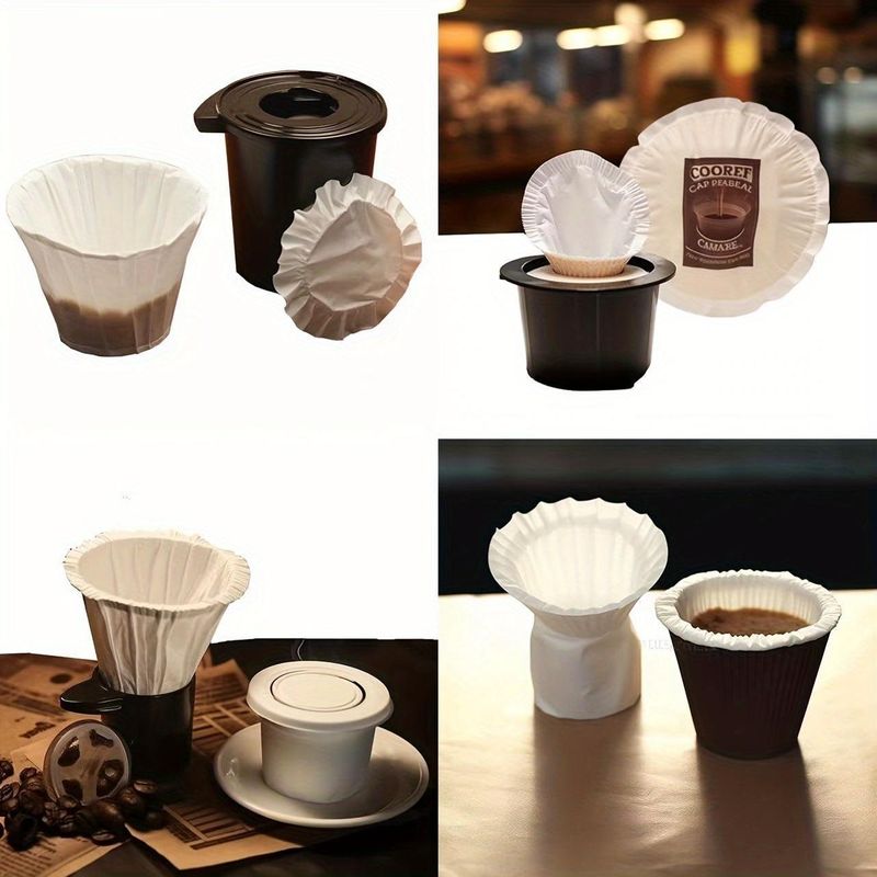 Lot de 100 filtres à café en papier, entonnoir, capsule K-CUP, filtre à café, filtre en papier de qualité, filtre en filet, respectueux de l'environnement et biodégradable_voghion.com