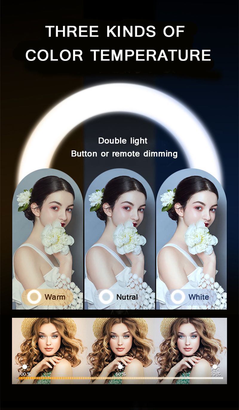 26cm Photo Ringlight Led Selfie Ring Light Phone Remote Control Lamp Photography Lighting With Tripod Stand Holder_voghion.com