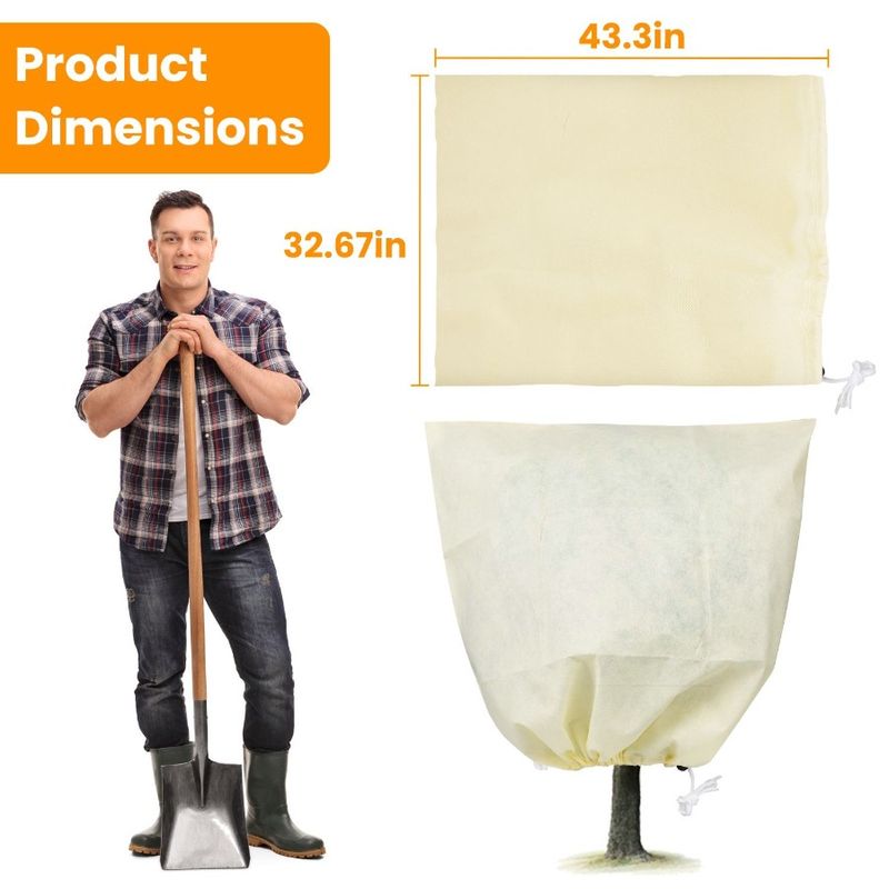 Borse antigelo per piante, riutilizzabili, per esterni, con coulisse antigelo in tessuto non tessuto, 32,67x43,3 pollici_voghion.com