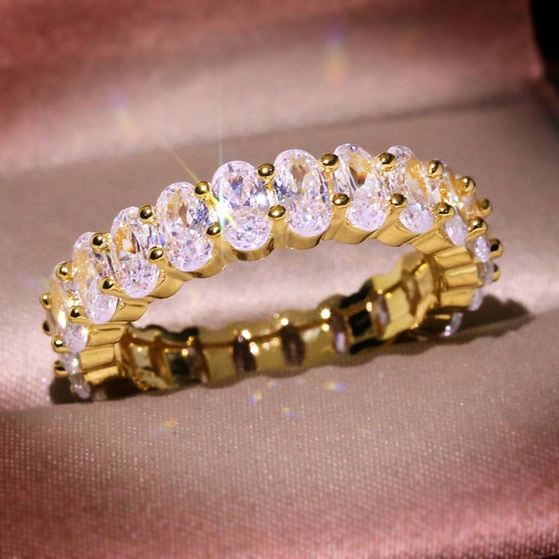 Luxury charm Oval ring Women's superflash zircon jewelry index finger ring_voghion.com