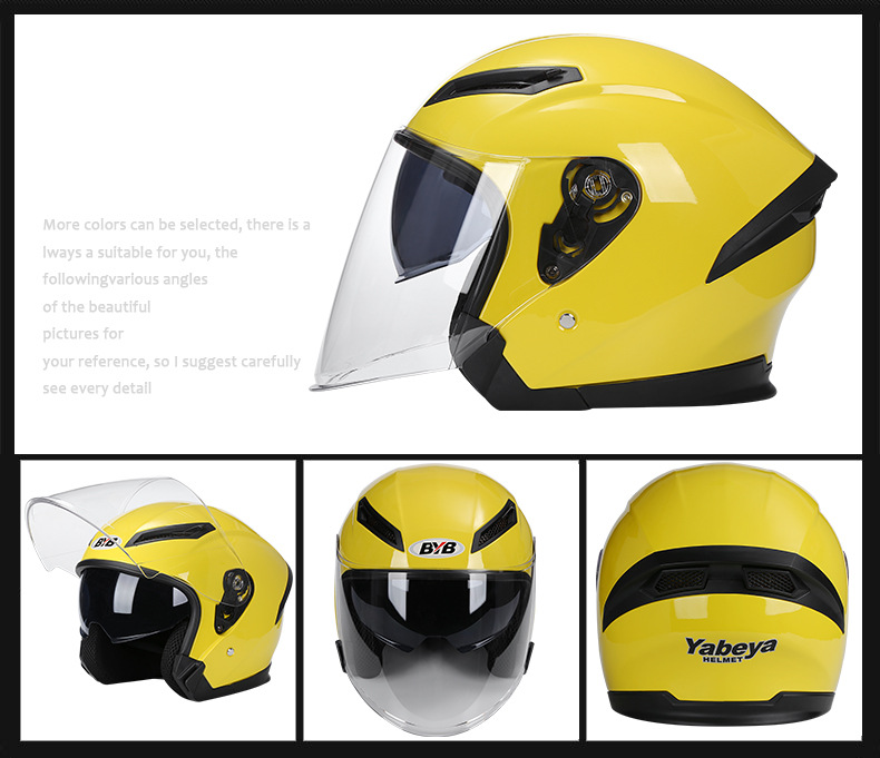 özel motosiklet kaskı elektrikli araç aküsü araba kaskı yetişkin erkek ve kadın yarım kask güneş koruması çift lensli kask_voghion.com