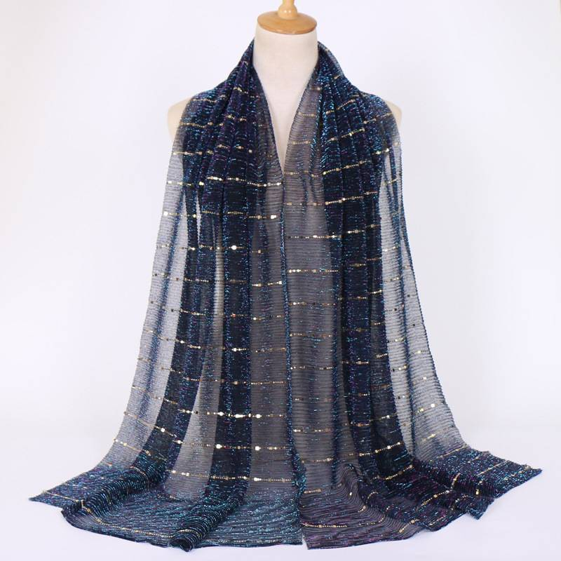 Scarves Women Gold Silk Solid Color Muslim Head Scarf Shawls And Wraps Bandana Female Foulard Soft Hijab Stores_voghion.com