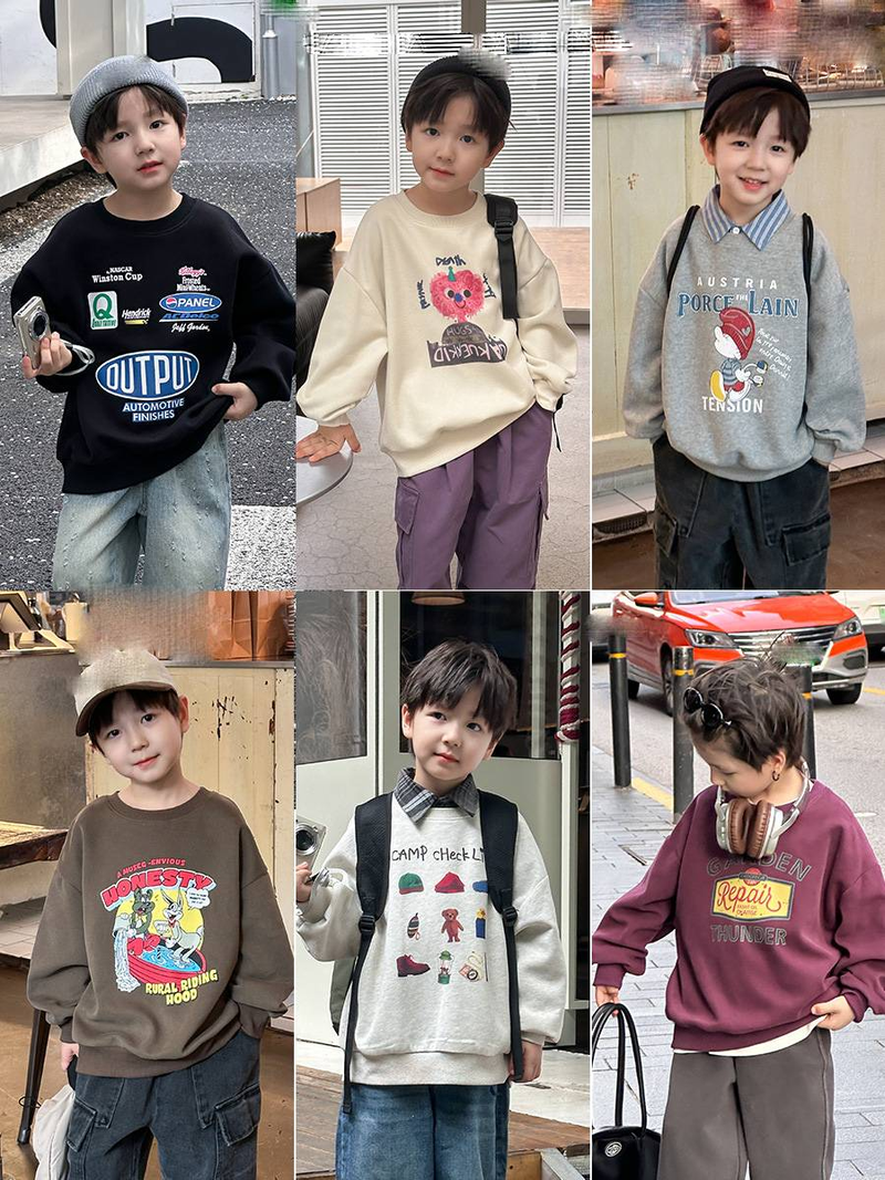 Abbigliamento per bambini piccoli e grandi, felpa con cappuccio e scollo rotondo, modello cartoon carino, primavera_voghion.com