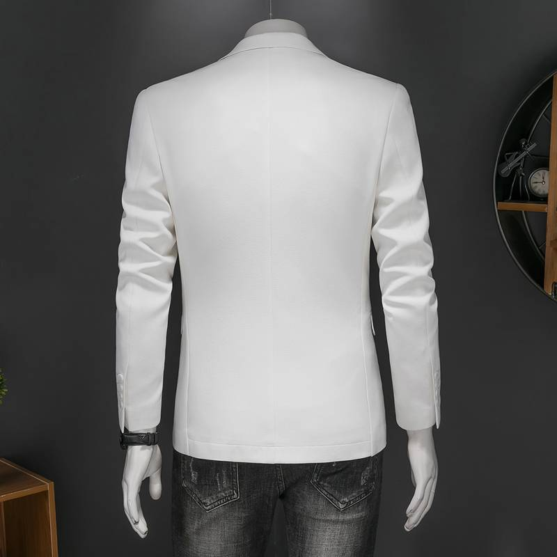 Heren Casual Slim-fit Effen Kleur Brits Zakelijk Gentleman Eenvoudig All-match Pak Bruidegom Beste Man Banketpak_voghion.com