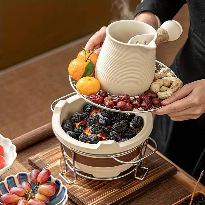 Draagbare buitenkampeerbarbecue, binnentafel, houtskoolfornuis, koolstoffornuis, kleifornuis, aardewerk theefornuis_voghion.com