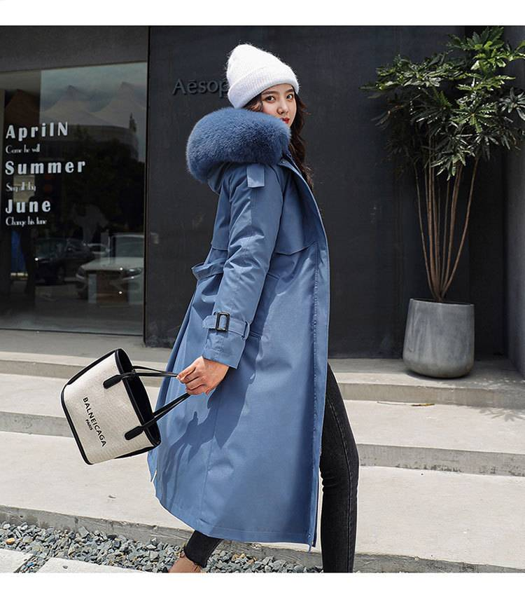 Parka lungo in cotone bifacciale da donna, un cappotto per tre, fodera interna che stringe la vita e snellisce, giacca in cotone staccabile, cappotto esterno_voghion.com