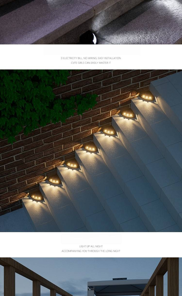 Lampes solaires d'extérieur pour escaliers de jardin, éclairage LED étanche pour allées, décoration intérieure, blanc chaud/blanc froid_voghion.com