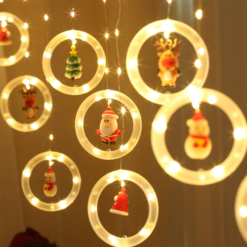 Guirnalda de luces navideñas USB con adornos colgantes: 10 ganchos, luces LED festivas para decoración navideña_voghion.com