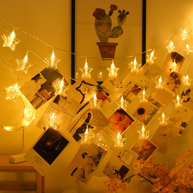 Luci a stringa con clip a stella - Luci fatate alimentate a batteria/USB con 8 modalità di illuminazione per Natale, matrimoni e sfondi fotografici_voghion.com