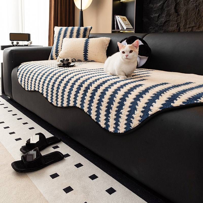 Set di cuscini per divano irregolari in velluto di peluche - Cuscini di lusso antiscivolo per divani in pelle e tessuto (design a righe, stile moderno e minimalista)_voghion.com