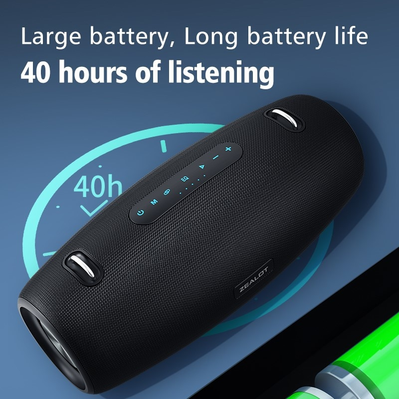 Zealot S67 Bluetooth-høyttaler Trådløs bærbar utendørs 60W lydboks Høyeffekt 360° Stereo vanntett subwoofer Sjokkerende tung bass_voghion.com