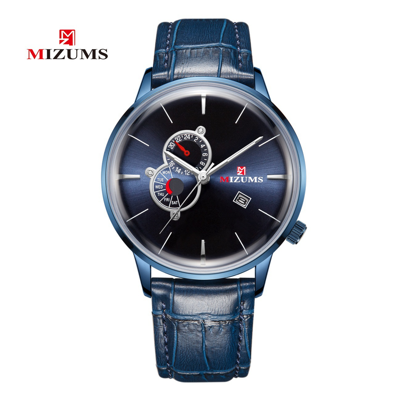 MIZUMS Nuovo 8032 Orologio da uomo con calendario falso con cinturino al quarzo a tre occhi_voghion.com