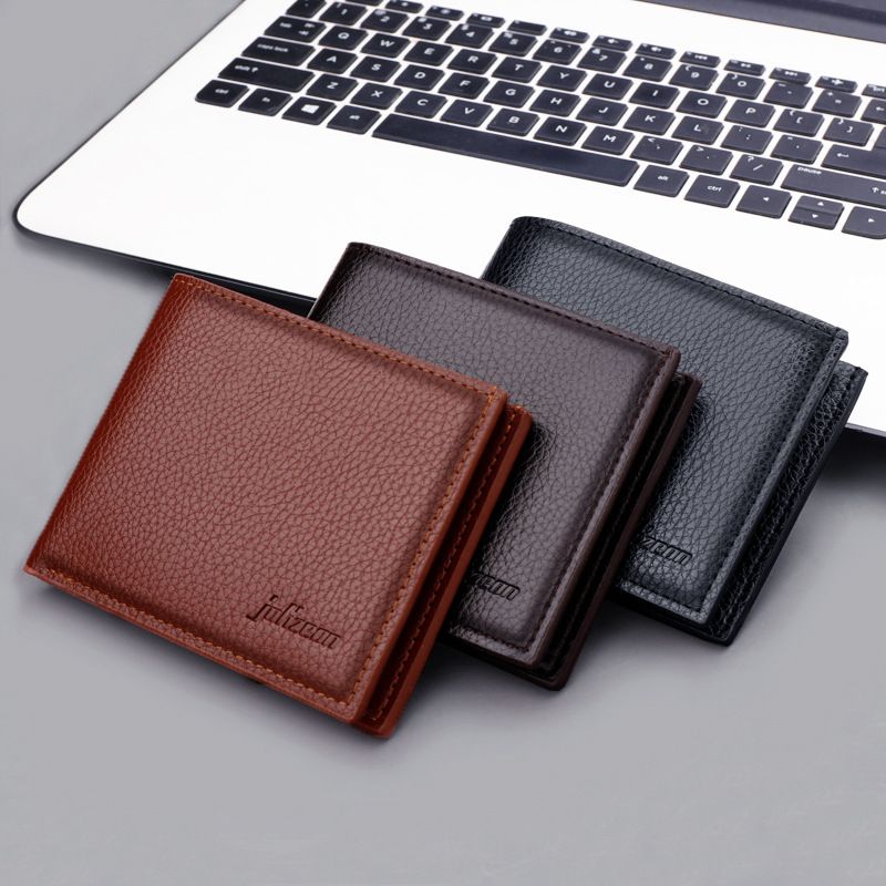 Men's short wallet with zipper, horizontal wallet can hold driver's license, men's leather wallet, PU leather men's card bag, business wallet_voghion.com