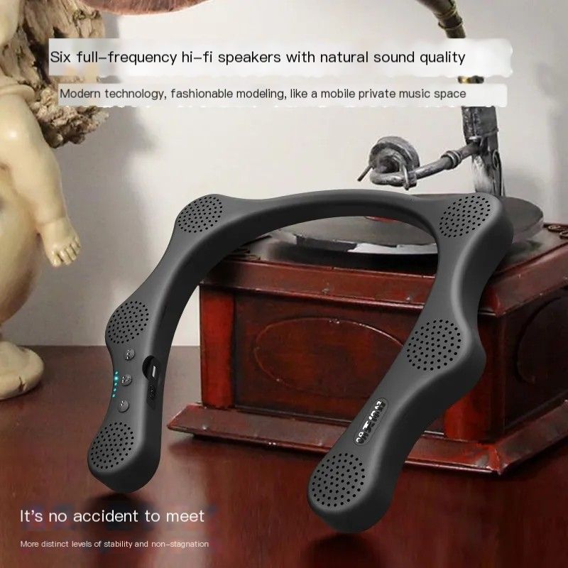6 luidsprekers Hang Neck-stijl Bluetooth-luidspreker HIFI-stereogeluid voor sportief hardlopen, ondersteuning voor Micro SD-kaart_voghion.com
