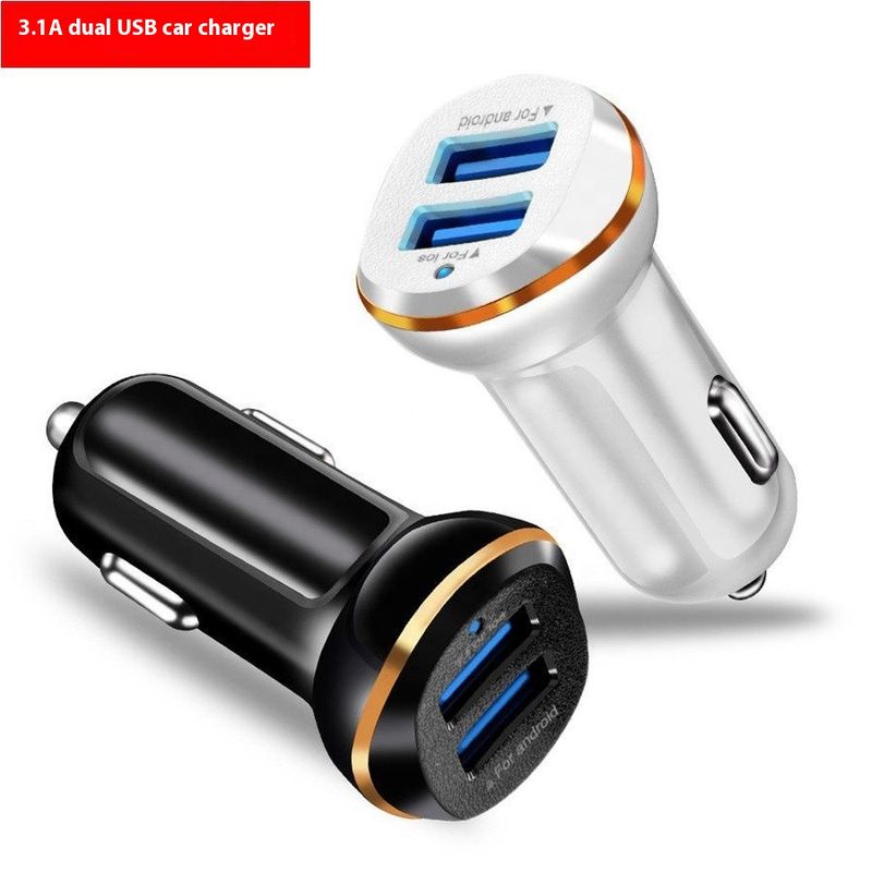Caricabatteria per auto USB doppio Phnom Penh con luce blu LED 3.1A Music Festival_voghion.com