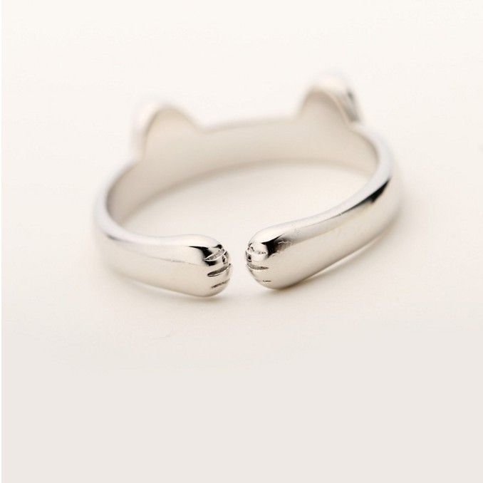 Japanese and Korean simple cute kitten female opening cat ear dog ring small animal cartoon jewelry_voghion.com