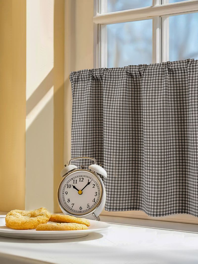 Tende da caffè - Tenda semitrasparente in misto cotone e poliestere con asta di tensione, 6 colori e 9 misure per cucina, camera da letto, soggiorno_voghion.com