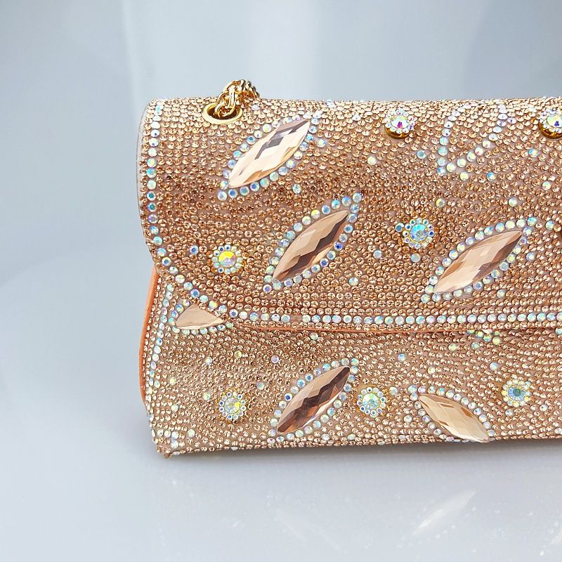 Borse da sera con fiori, tracolla a catena, borsa a tracolla quadrata, pochette con cristalli e strass_voghion.com