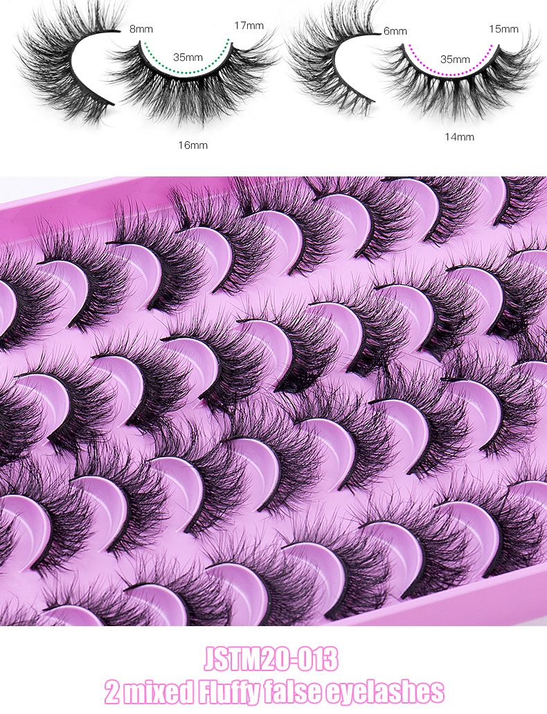 Vippeextensionssæt 20 par blandede falske øjenvipper Naturlige tykke minkvipper Daglig makeup-øjenvipper_voghion.com