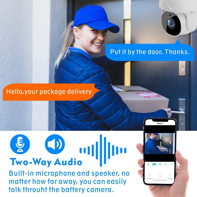 Tuya QX45 1080P Full HD IP65 Waterproof 2.4G Wireless IP Camera, Support Motion Detection & Two-way Audio & Night Vision & TF Card, EU Plug_voghion.com