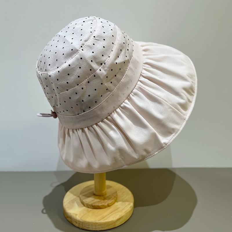 2025 New Summer Mesh Polka Dot Bucket Hat Travel Beach Hat Bucket Hat Women_voghion.com