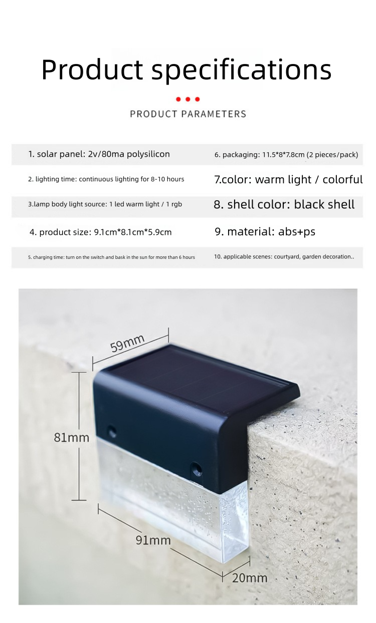 Neu LED Treppen Acryl Garten Im Freien Wasserdichte Atmosphäre Solar Zaun Licht_voghion.com