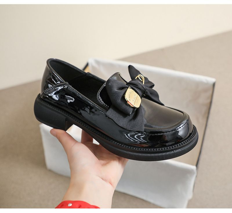 Paksupohjainen Loaferin Kevään ja Syksyn Retro Brittiläinen Pieni Nahka Musta Jouset Slip-On Pehmeäpohjainen Yksittäinen_voghion.com