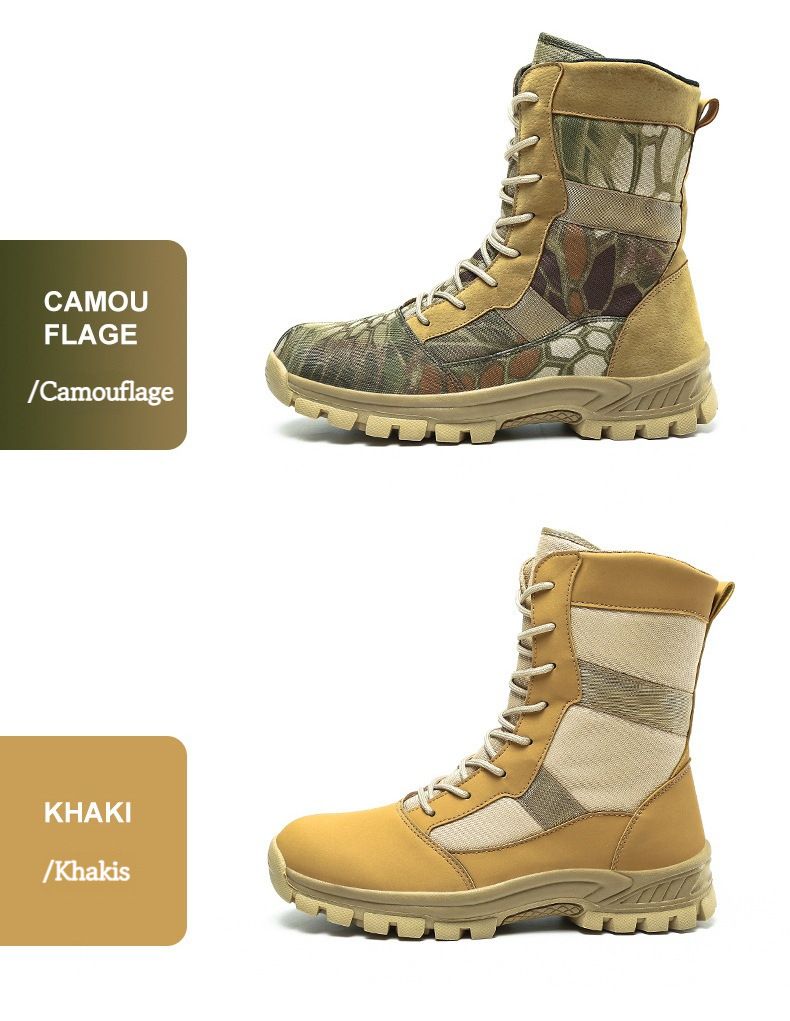 Stivali militari da esterno antiscivolo alla moda alti Stivali da combattimento resistenti all'usura Stivali da lavoro impermeabili alla moda con lacci_voghion.com