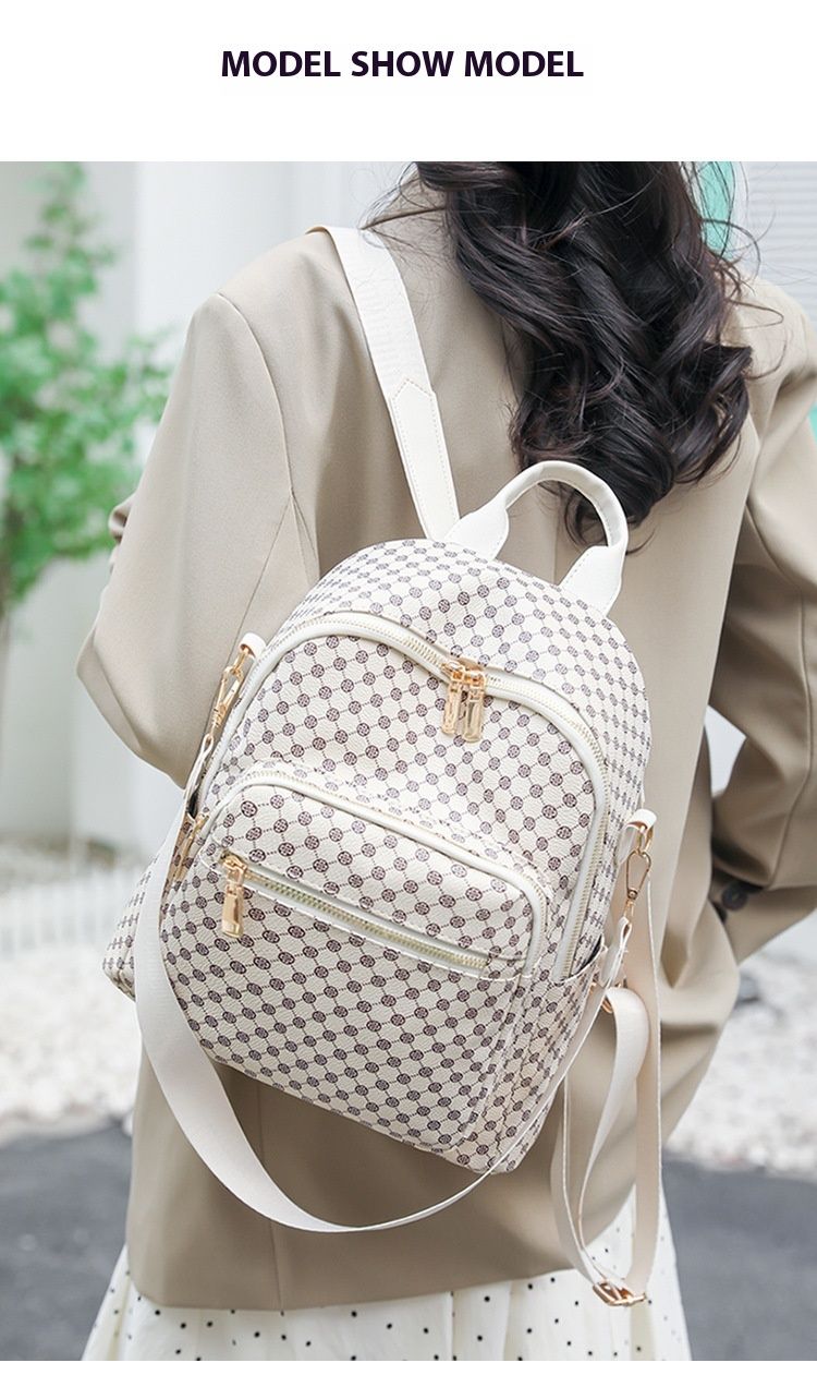 Zaino Borsa da donna alla moda 2024 Borsa per la nuova mamma Stampa retrò Zaino da viaggio a tre scopi di grande capacità per uscire_voghion.com