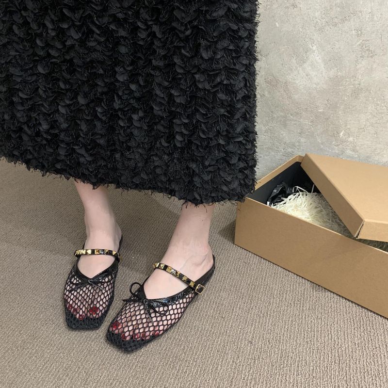 Lage hak Koreaanse stijl visnet geweven sandalen voor vrouwen 25 Zomer holle comfort niche strand Romeinse schoenen gesloten teen half_voghion.com