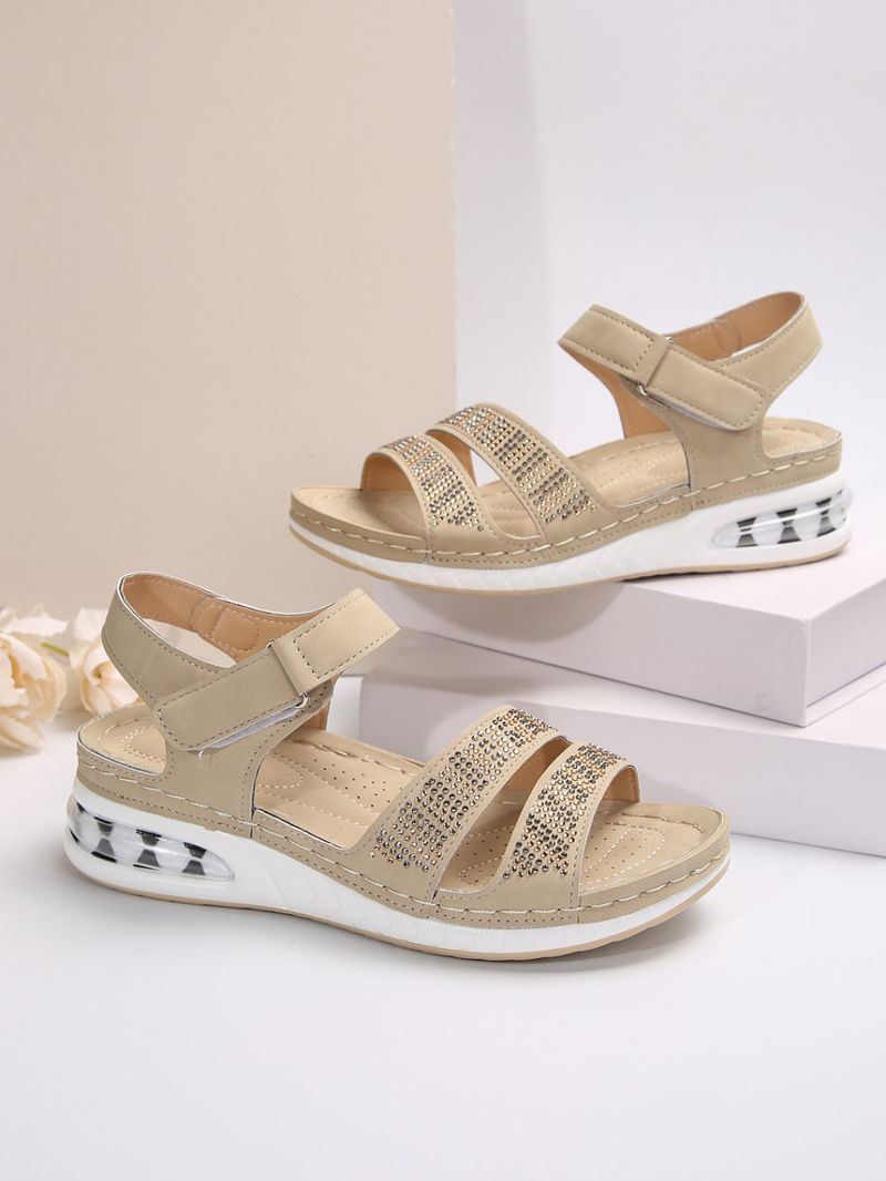 Sandali con zeppa e plateau da donna con plateau e strass con paillettes e cuscino d'aria_voghion.com