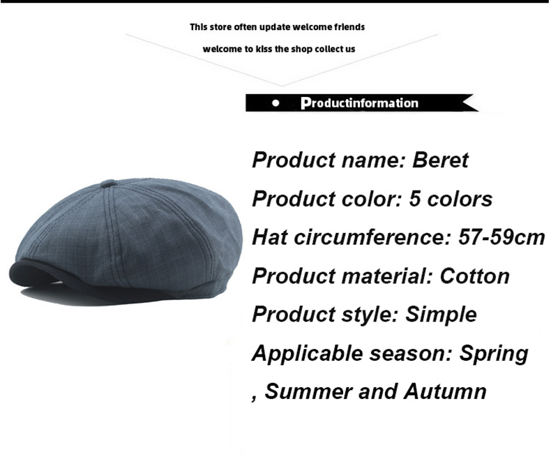 New Retro Berets Men Women Vintage Plaid Newsboy Beret Hat Retro Adjustable Octagonal Cap New Spring Summer Breathable_voghion.com