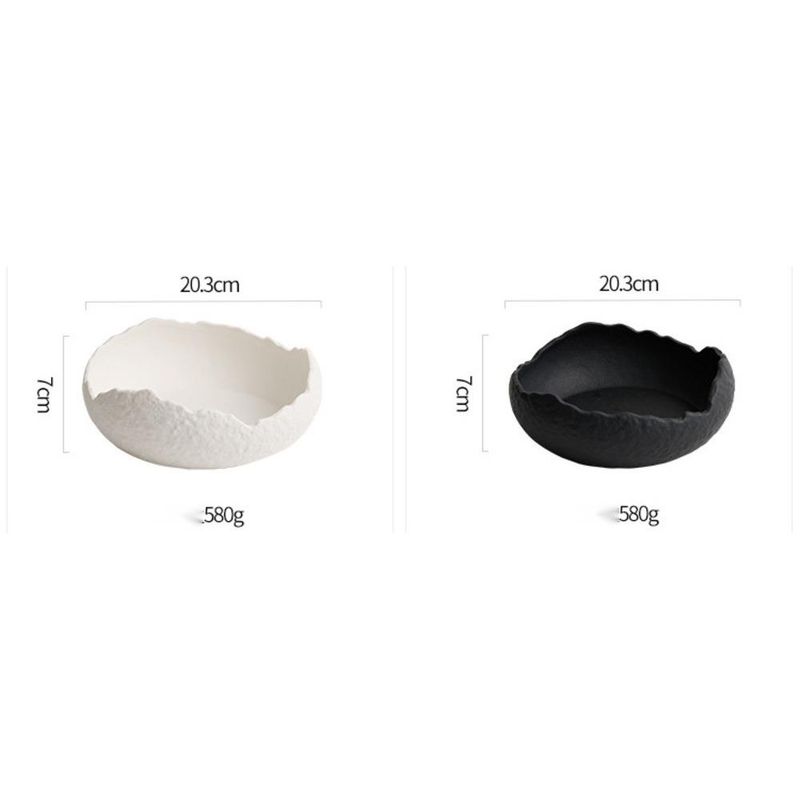 White Ceramic Soup Household Japanese Style Irregular Deep Dessert Creative Fruit Salad Bowl_voghion.com